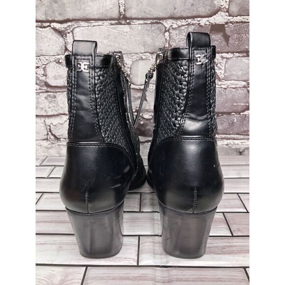 Sam Edelman Elita Black Leather Cut Out Block Heel Western Boots Women Sz 10M US - Picture 8 of 16
